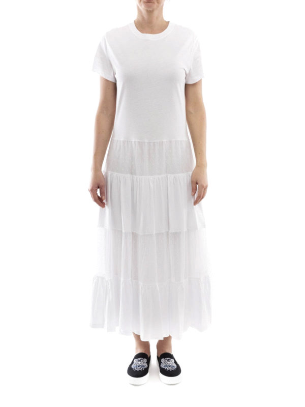 White cotton jersey maxi dress 