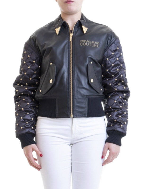 versace studded leather jacket