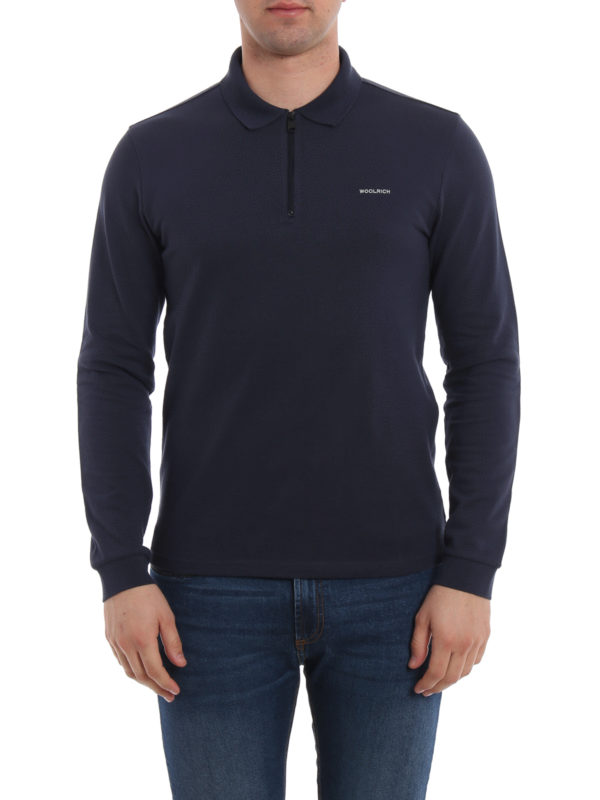 long sleeve zip neck polo