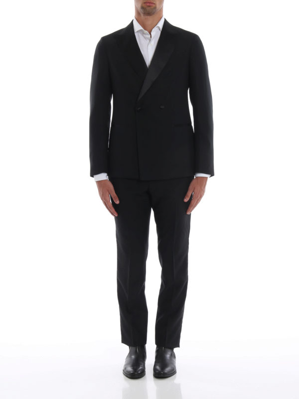 Dinner suits Z Zegna - Moscova black double-breasted smoking suit -  4228882GEZGR8R