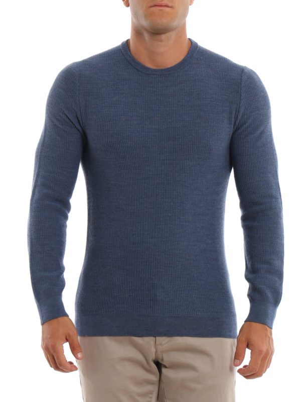 light blue ribbed sweater