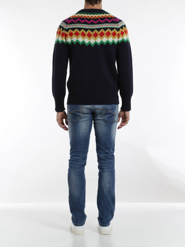Intarsia round neck sweater 
