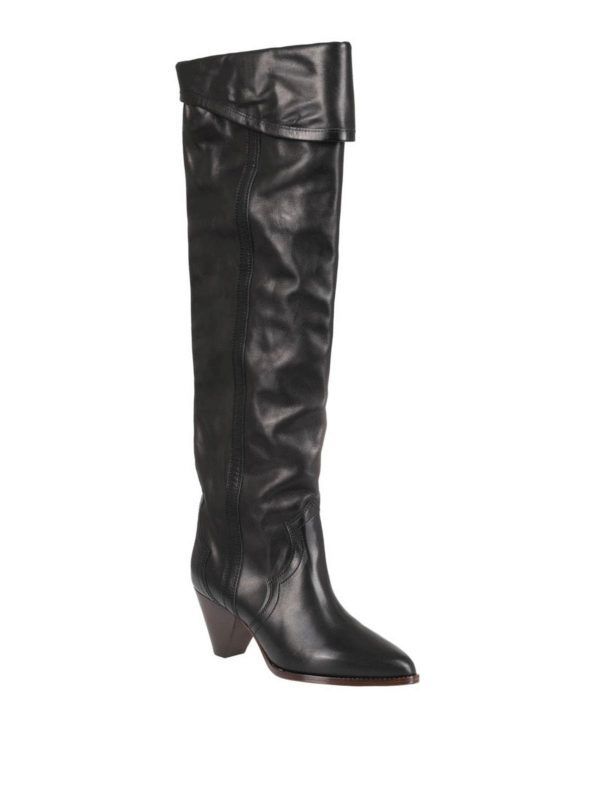 narrow calf heeled boots