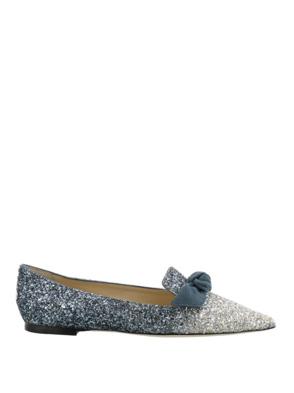 Flat shoes Jimmy Choo - Gabie Flat glittered suede flats ...