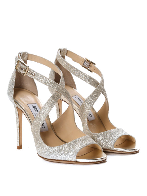 Sandals Jimmy Choo - Emily glitter sandals - EMILY100DGZPLATIN | iKRIX.com