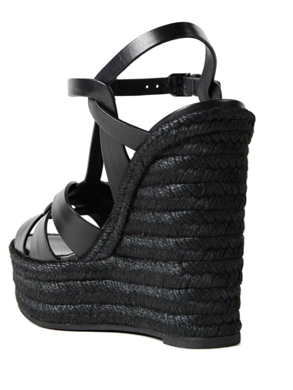 ysl black wedge sandals