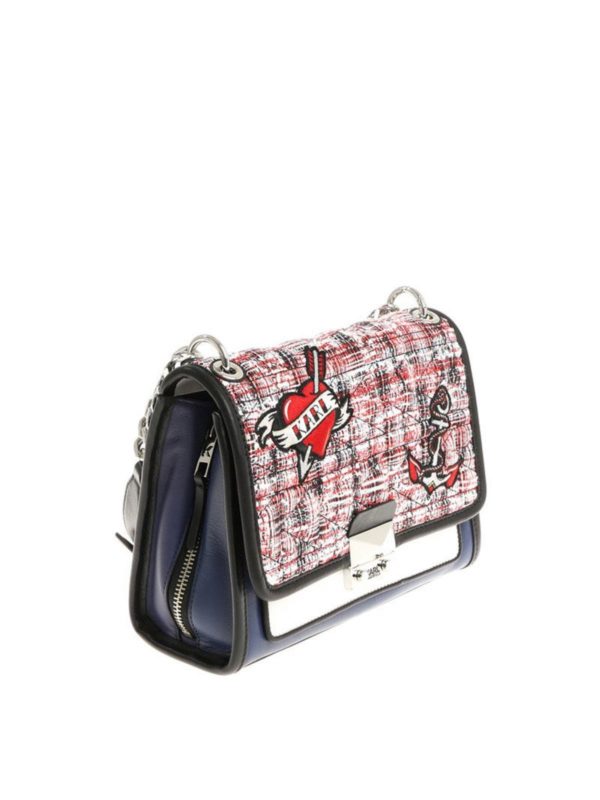 Karl Lagerfeld Leather tweed bag shoulder bags 81KW3089MULTI