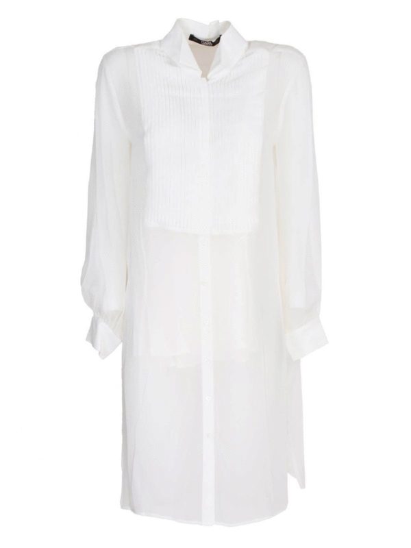 Karl Lagerfeld - Long silk shirt in white - shirts - 205W1604WHISPERWHITE