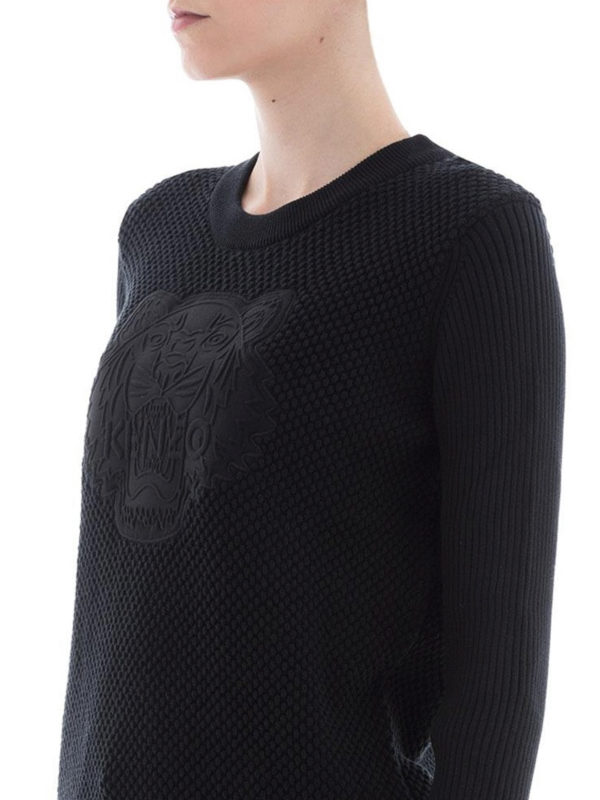 Tiger black textured cotton sweater 