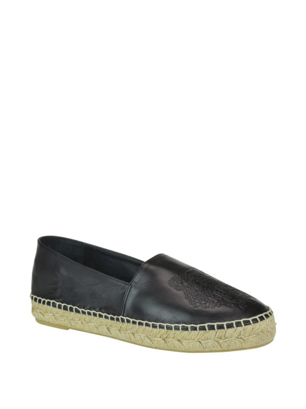 kenzo black leather espadrilles