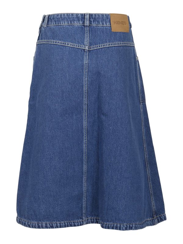 mid length denim skirts elastic waist
