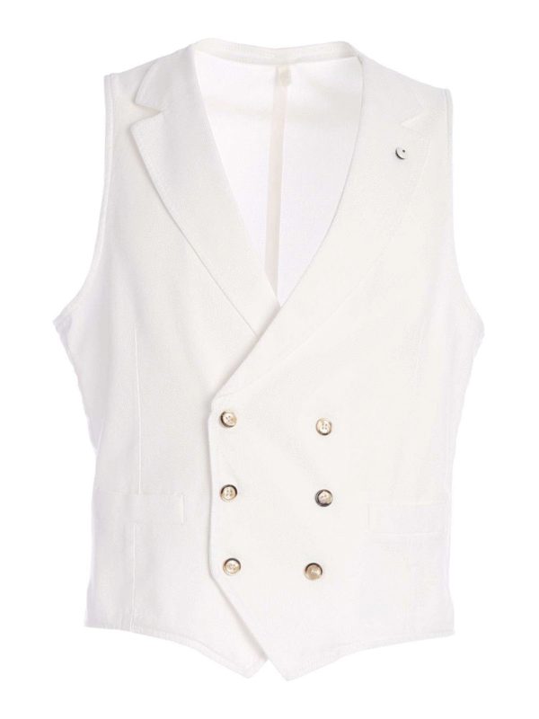 L.B.M 1911 - Double-breasted vest in white - waistcoats & gilets ...