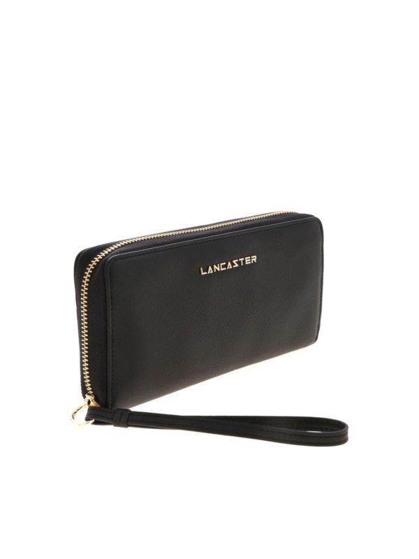 Lancaster Paris - Black wallet with golden metal logo - wallets & purses - 17224NOIR