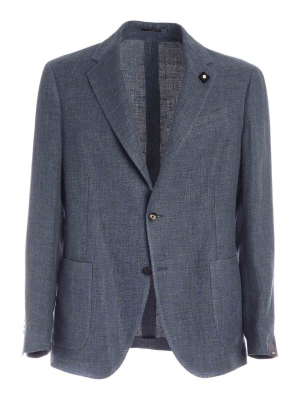 Blazers Lardini - Single-breasted logo pin jacket in shades of