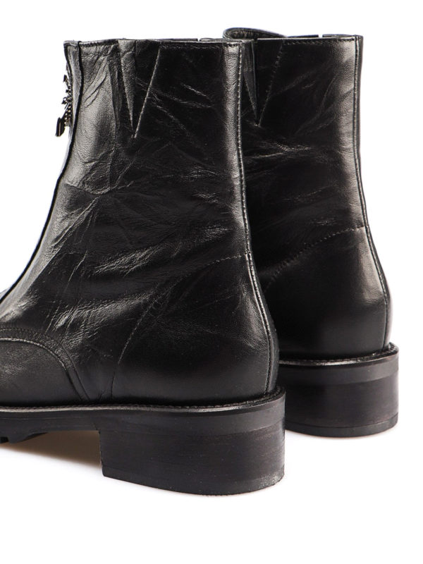 flat leather ankle boots with zip