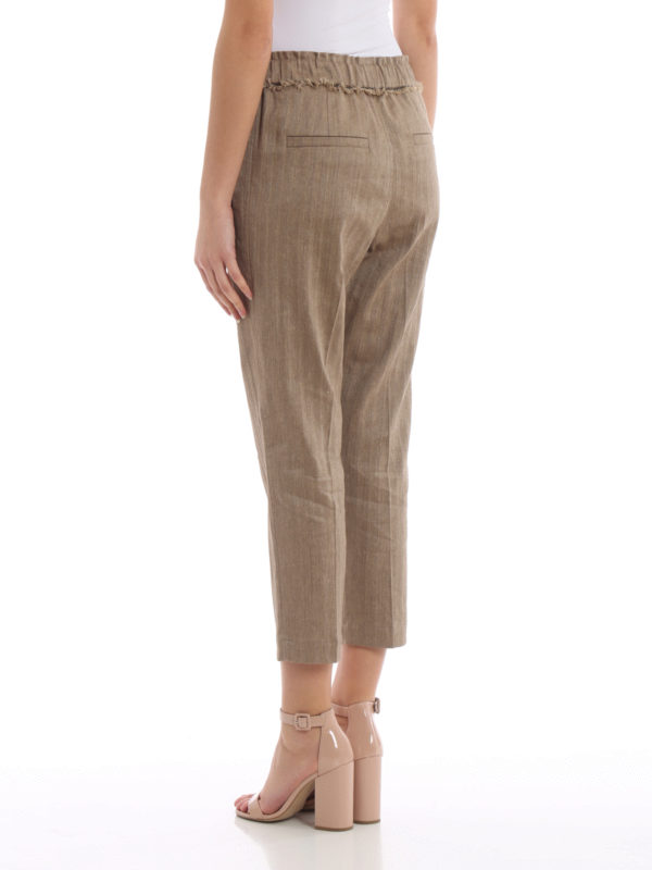 brown cotton and linen trousers 