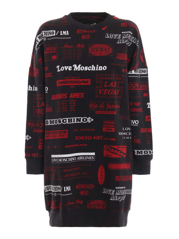 Short dresses Moschino - All over print over sweatshirt dress - W5A4800E20750009