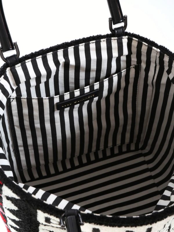 lulu guinness black and white striped bag