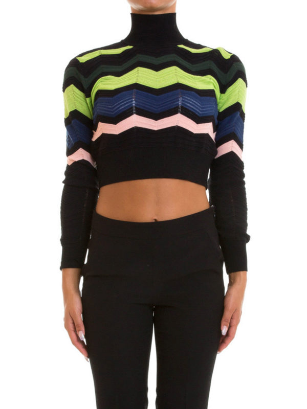 Chevron pattern crop turtleneck 