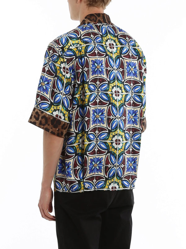Dolce & Gabbana - Maiolica print short sleeve silk shirt - shirts