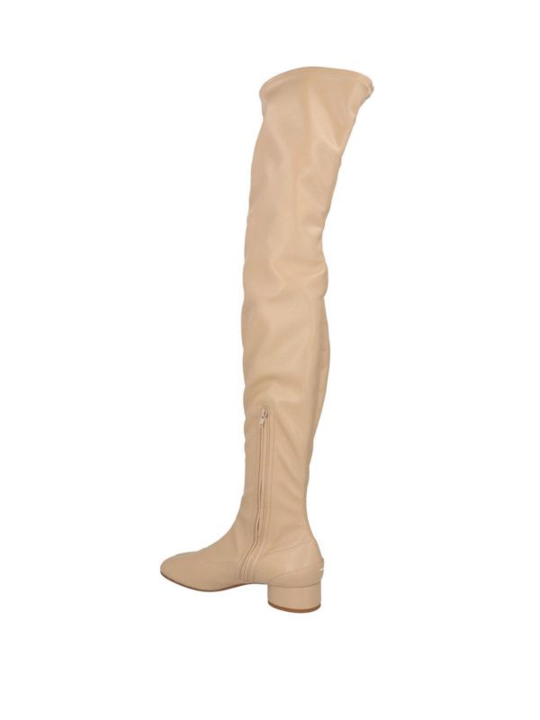 beige knee high flat boots