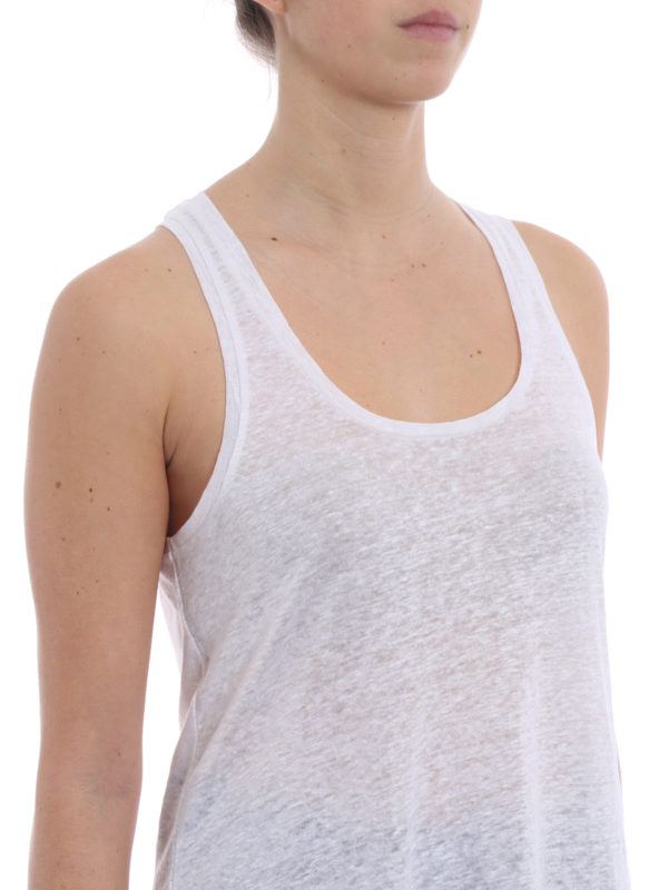 Optical white linen jersey tank top 