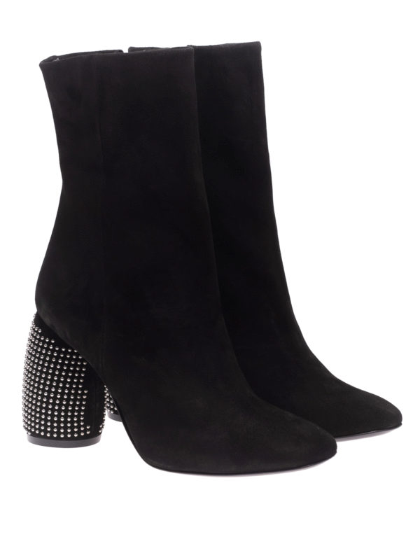 black suede ankle boots with studs