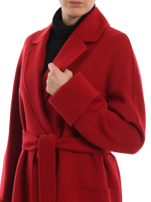 red wrap puffer jacket