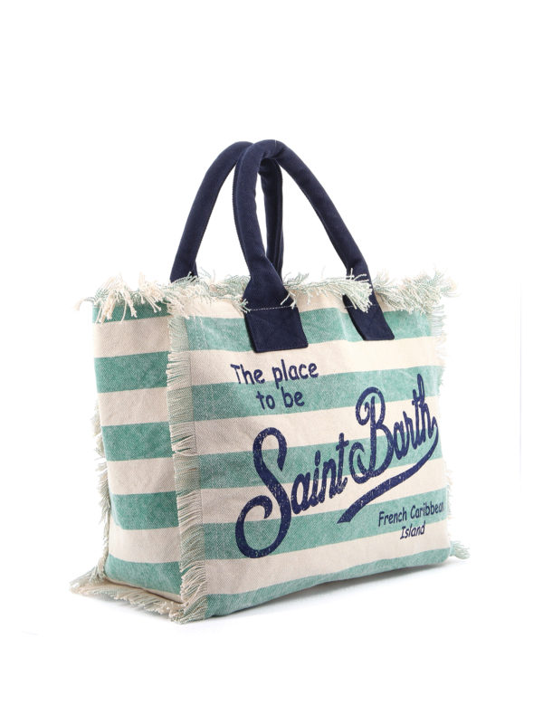 Totes bags Mc2 Saint Barth - Vanity striped logo print beach bag ...