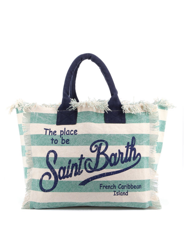 Totes bags Mc2 Saint Barth - Vanity striped logo print beach bag ...