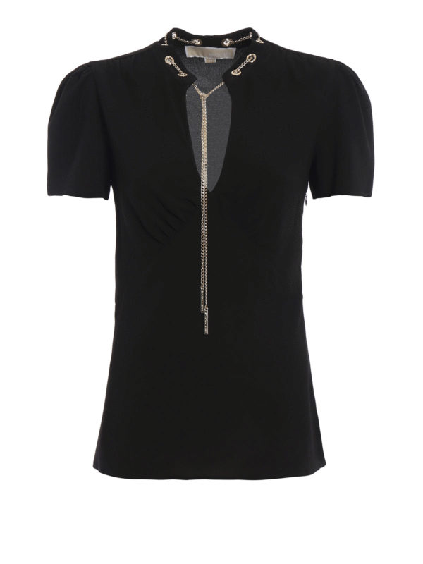 michael kors black shirt with gold zipper