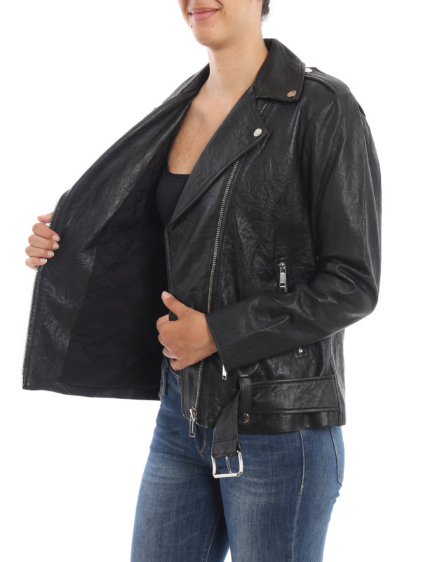 mk leather moto jacket