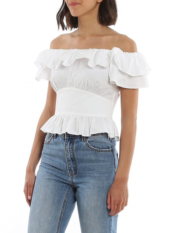 michael kors off the shoulder ruffle top