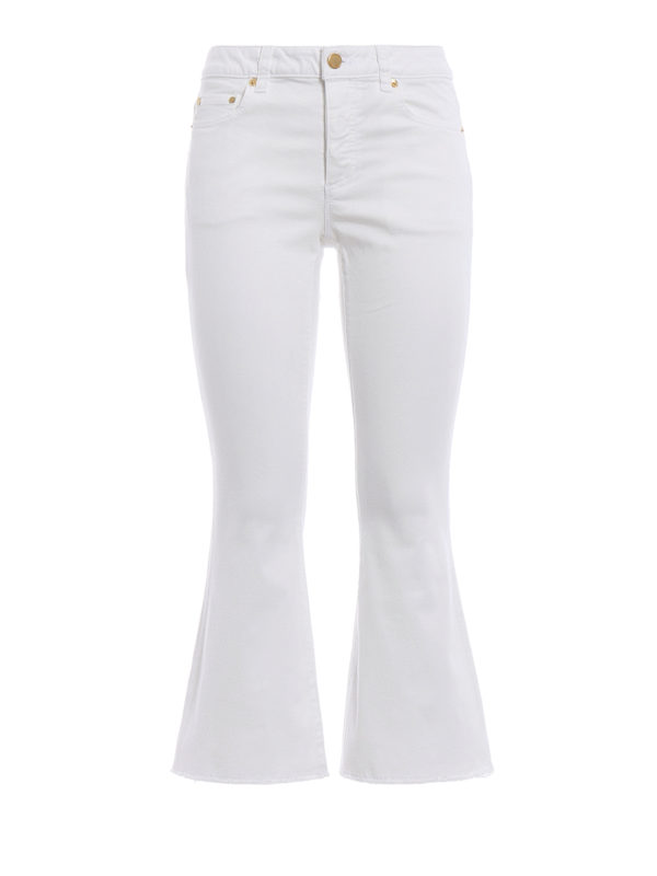 MICHAEL KORS: flared jeans - Crop flared white cotton jeans