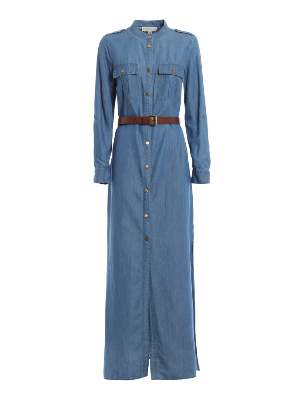 michael kors tencel maxi shirtdress