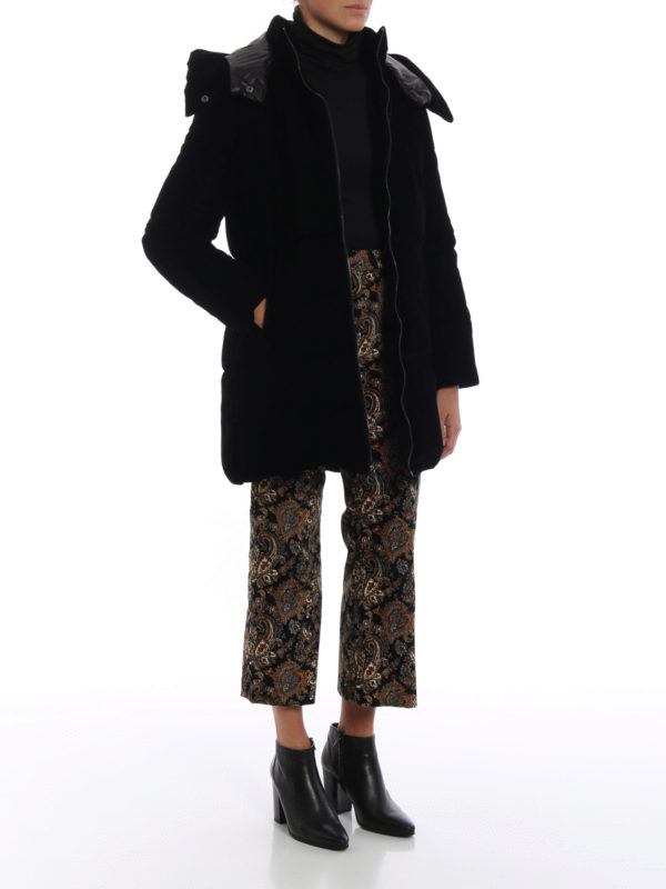 Padded coats Michael Kors - Black velvet down jacket with detachable hood -  77G3590M82001