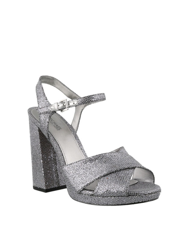 michael kors silver platform sandals