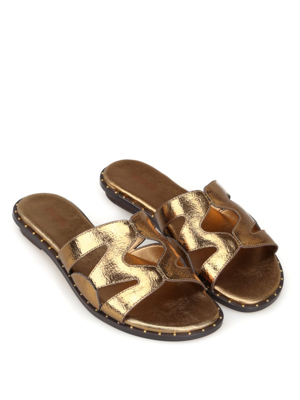 michael kors gold slide sandals