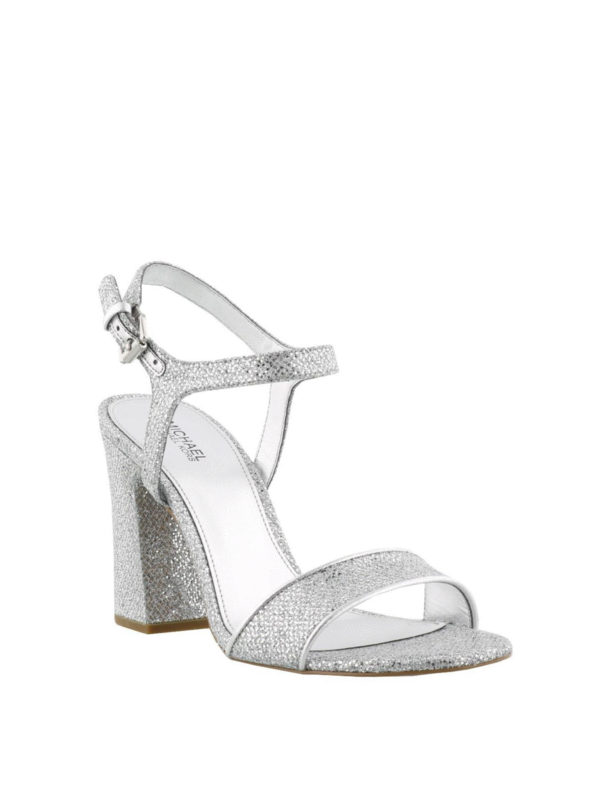 michael kors silver glitter heels