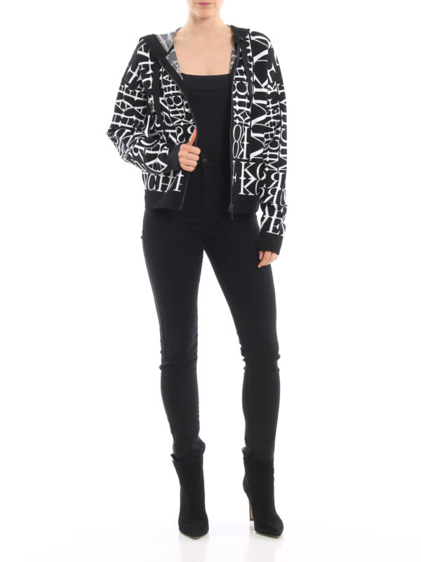 Jacquard logo viscose yarn hoodie 