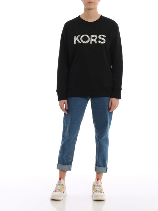 michael kors crew neck logo sweatshirt black