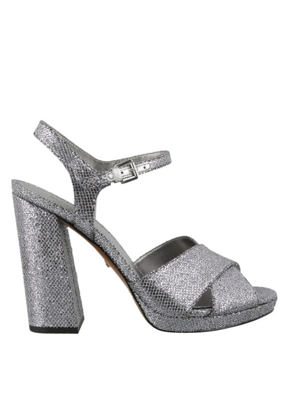 michael kors silver platform sandals