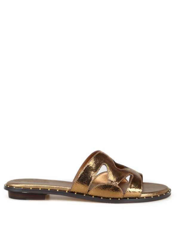 michael kors gold slide sandals