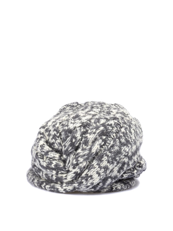 MISSONI: beanies - Melange wool crossed beanie