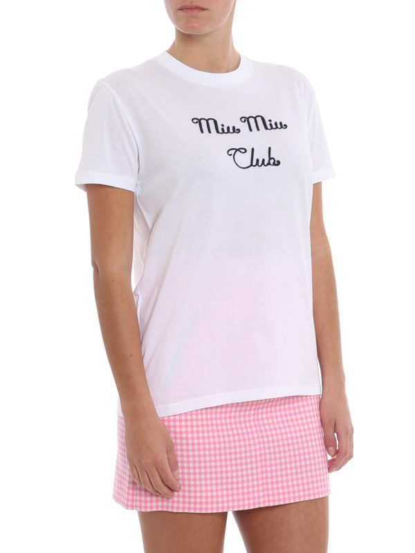 T Shirts Miu Miu The Miu Miu Club Cotton T Shirt Mjn2611tnif0009