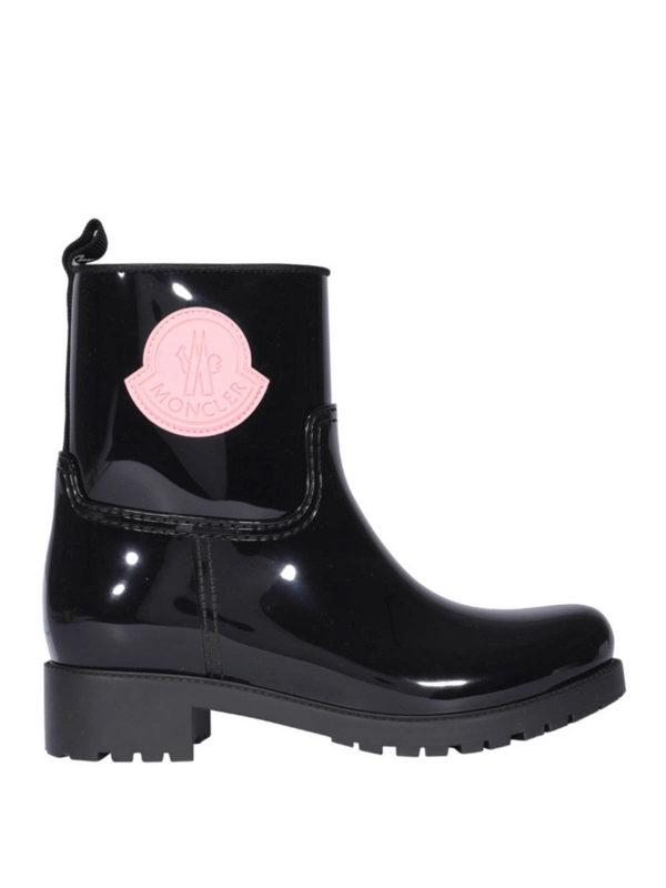 MONCLER: ankle boots - Logo patch rubber boots