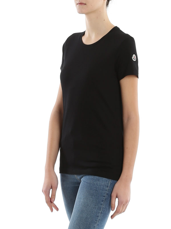 MONCLER buy online Cotton Tee with logo patch at sleeve