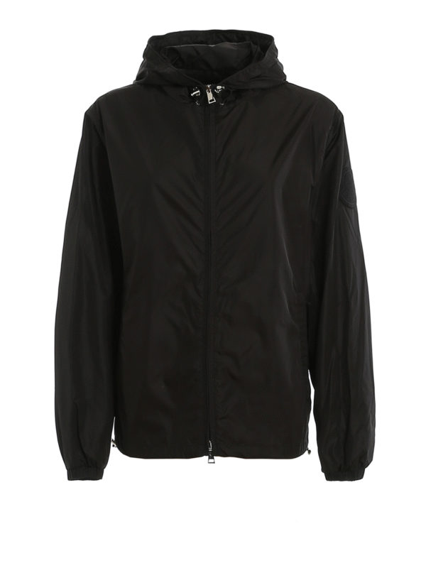 MONCLER: casual jackets - Alexandrite hooded black windbreaker
