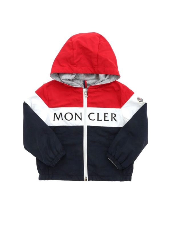 blue and white moncler coat