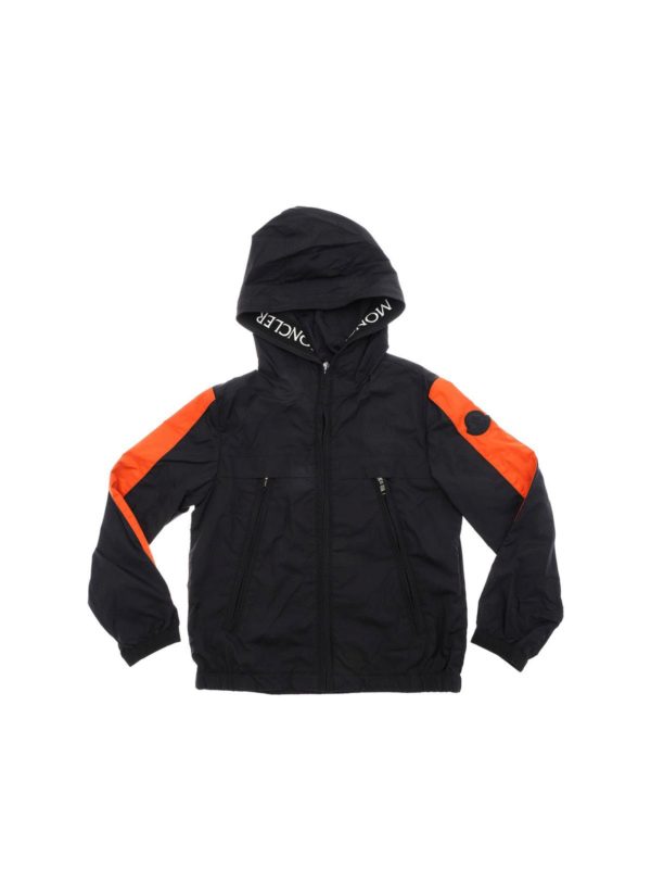 black and orange moncler coat